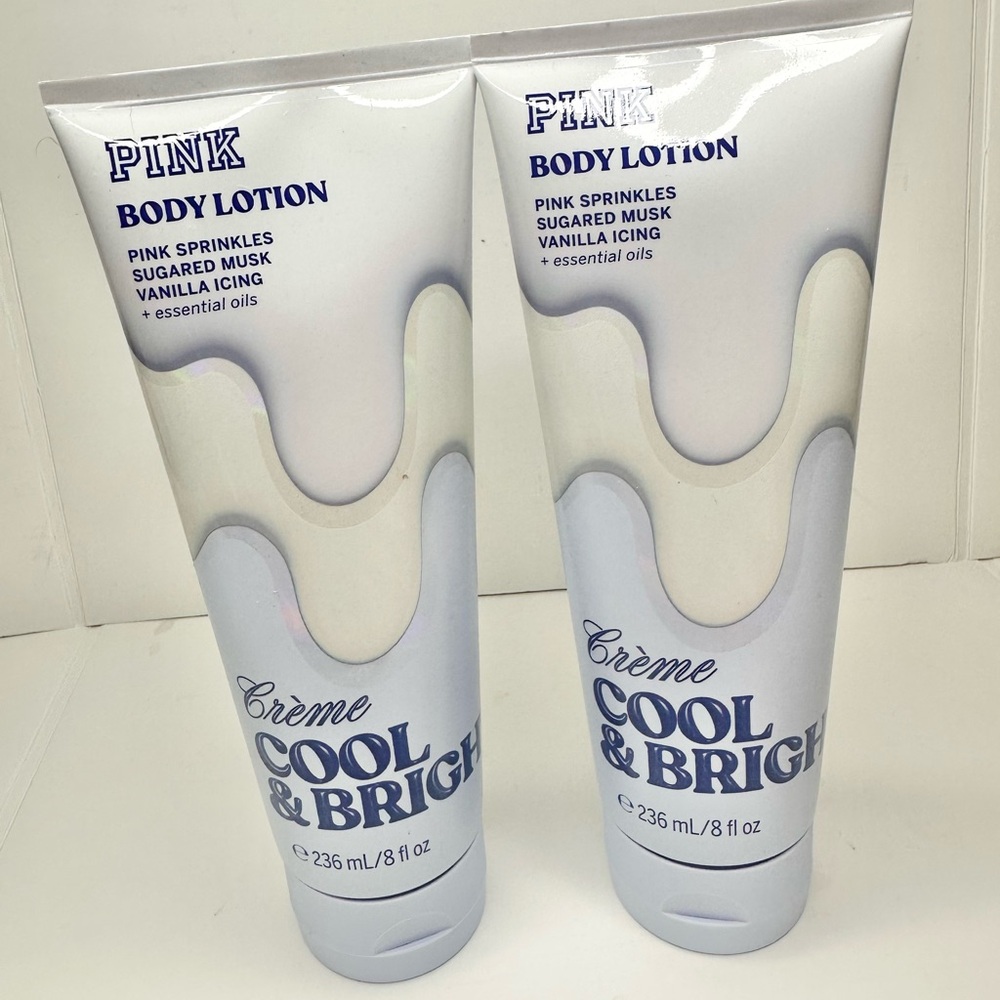 PINK Cool & Bright Crème Body Lotion Duo 8 oz New